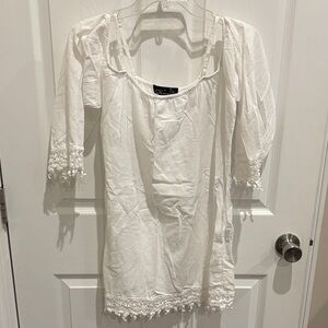 White Lace Trim Blouse